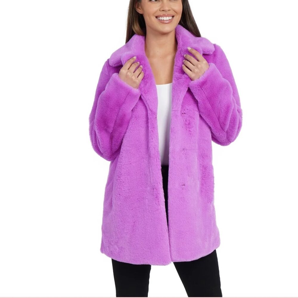 NWT Love Token Theodore Faux Fur Coat in purple, size S